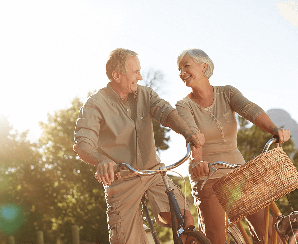 senior couple on bicycles