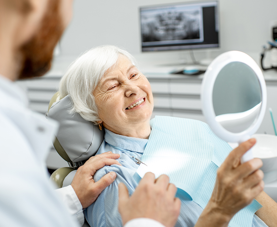 senior patient at the dentist