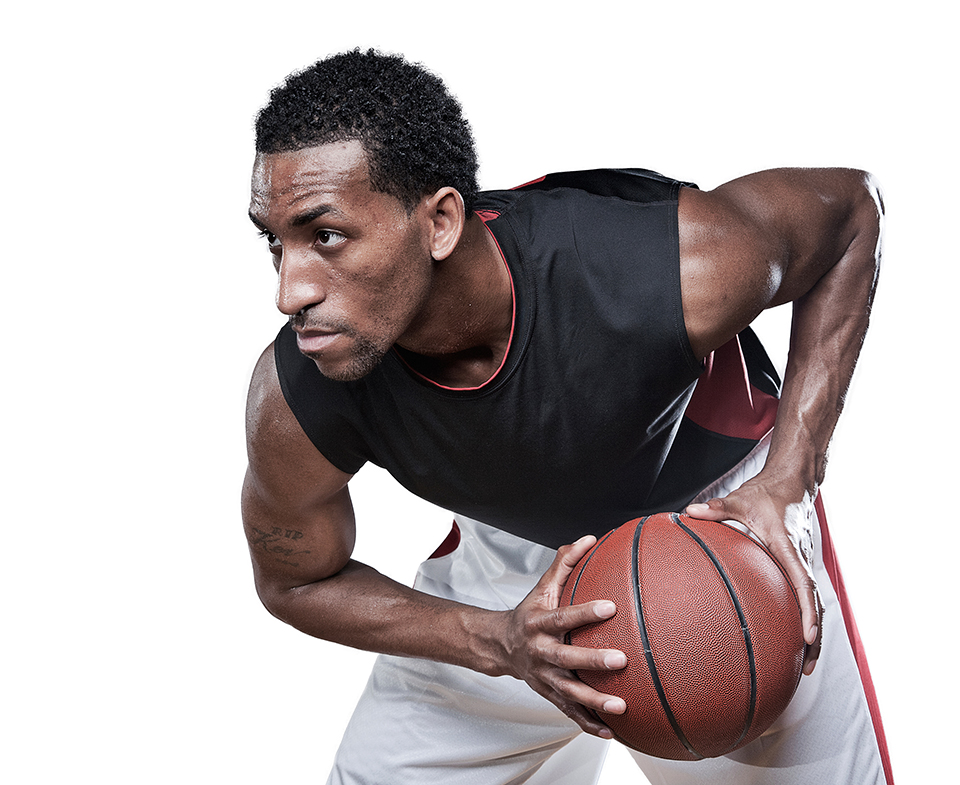 man playing basketball