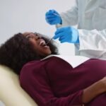 pregnant woman at dentist for oral health during pregnancy